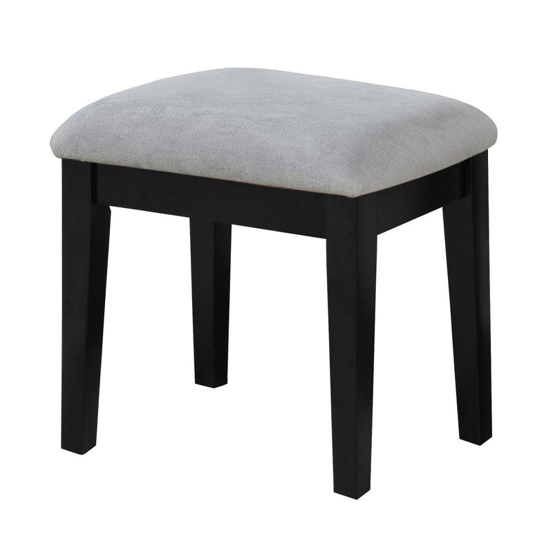 Brassex Lynn 1-Drawer Black Dressing Table Makeup Vanity Set with Stool and Mirror O0