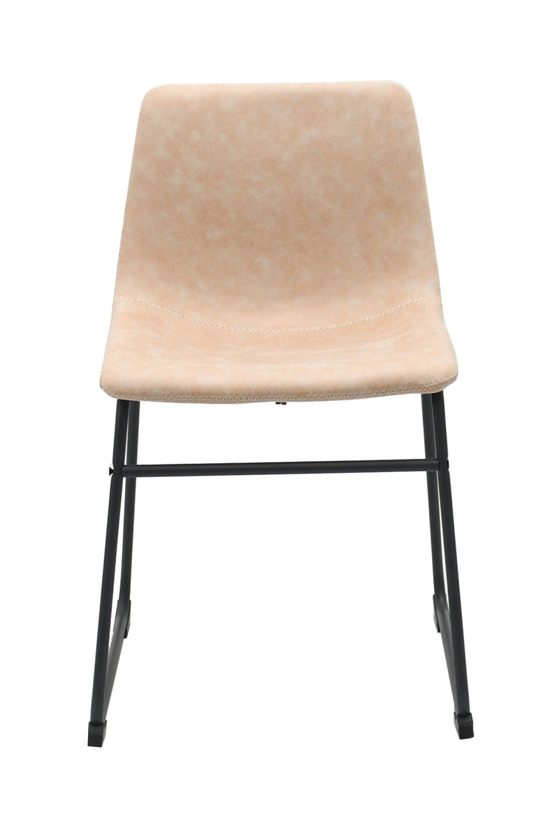 Brassex Rachel Vintage Beige Fabric Upholstered Dining Chair, 2-pc K5