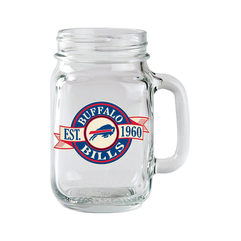 Buffalo Bills Mason Jar Mug Pint Glass For NFL Football Fans/Collectors, 16.5-oz V1