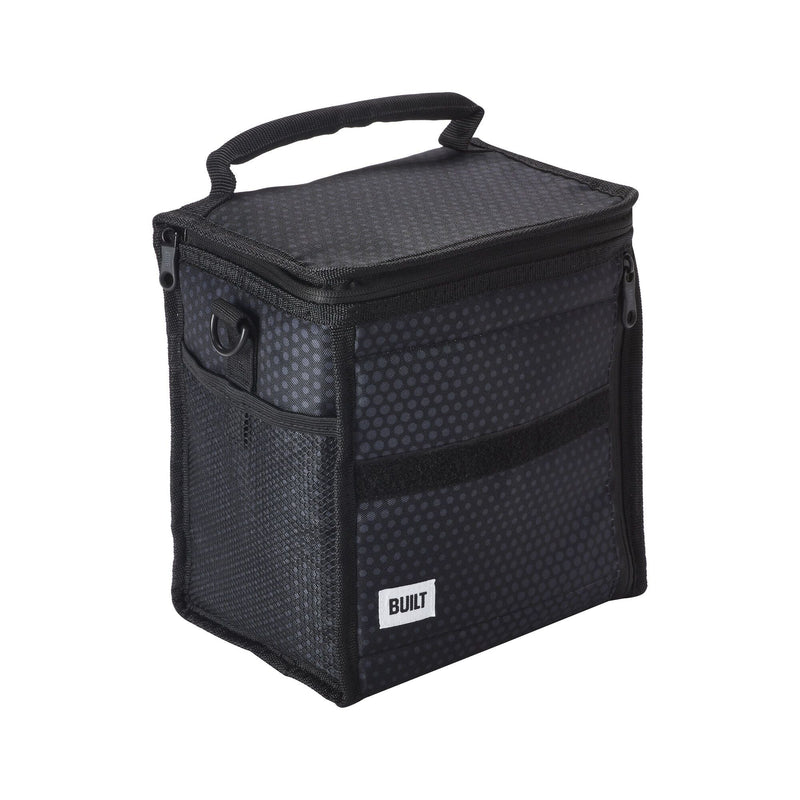 Built Ice House Cube Lunch Bag, Black Midnight Micro Dot, with Freezable Gel V5