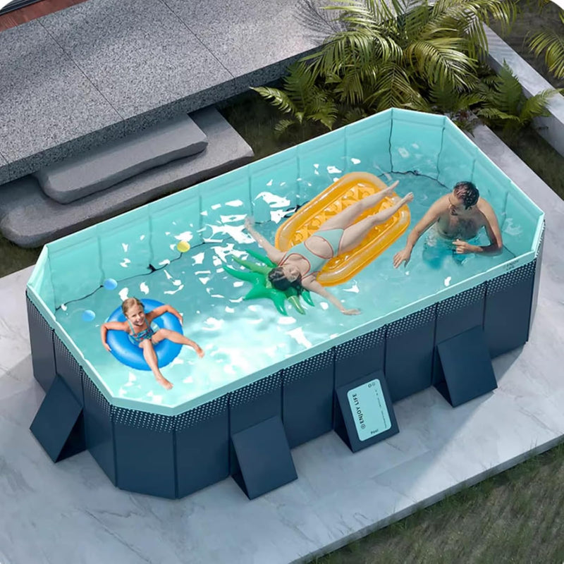Pool Above Ground/Wood Frame Swimming Pools, 5feet/ 6foot/ 7ft/ 8ft/ 9ft/ 13ft Long Outdoor Mini Large Rectangular Pool for Indoor Outdoor Backyard Home, Toddler Adults Relax Pool (Size : 1.6x1.2x0. G3