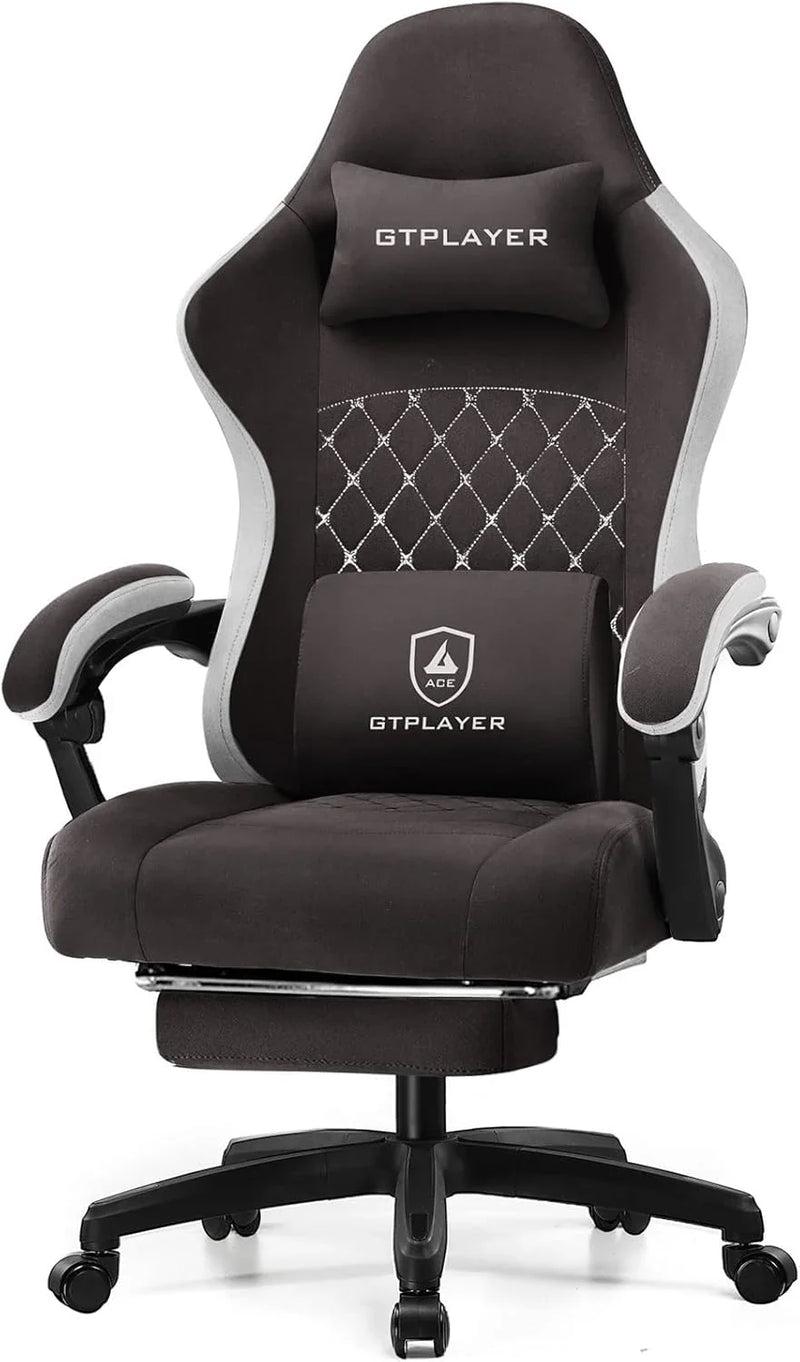 Gaming Chair, Computer Office Chair with Pocket Spring Cushion, Linkage Armrests and Footrest, High Back Ergonomic Computer Chair with Lumbar Support Task Chair with Footrest H6