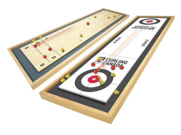 Canada Curling Game, Deluxe Wood 2-in-1 Double Sided Giant Table Top Game Set, 47-in, Ages 6+ S3