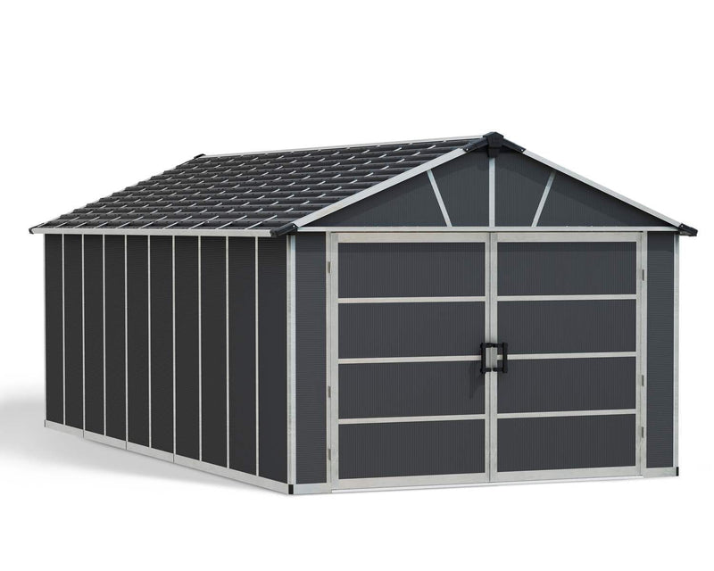 CANOPIA by Palram Yukon 2-Door Car Garage/Utility Storage Shed Kit, Dark Grey, 11x21-ft K8