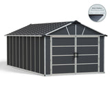 CANOPIA by Palram Yukon 2-Door Car Garage/Utility Storage Shed Kit, Dark Grey, 11x21-ft