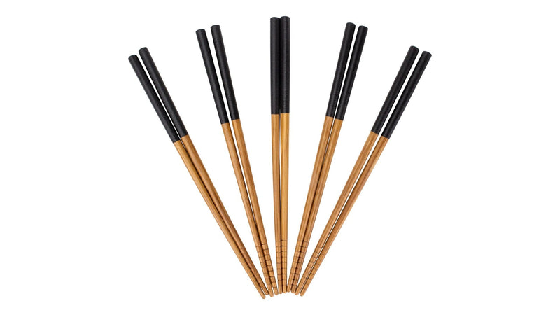 CANVAS Bamboo Wood Chopsticks with Black Top, Serves 5, 10-pc H3