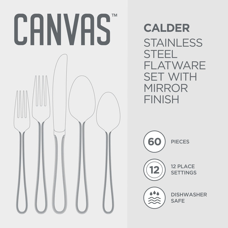 CANVAS Beaded Edge Flatware Set, Serves 12, 60-pc H3