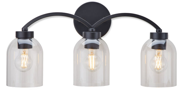 Canvas Bentbrook 3-Light Vanity with Glass Shade, Black Q6