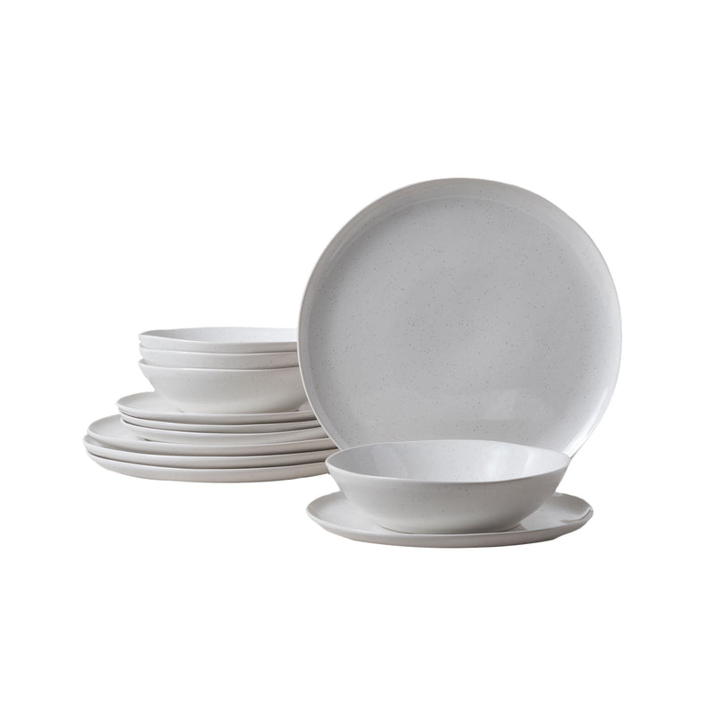 CANVAS Bettina Glossy Stoneware Dinnerware Set, Serves 4, 12-pc, White Speckle G2