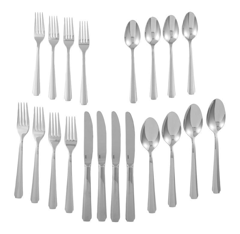 CANVAS Bevelled Octagonal Flatware Set, Serves 4, 20-pc, with Mirror Finish C6