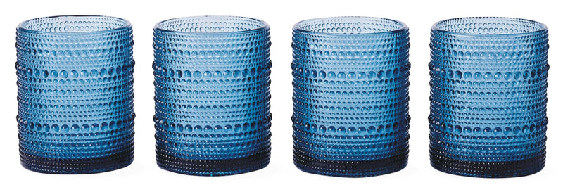 CANVAS Blue Hobnail Glasses, Durable Glass Build, 4-pk T3
