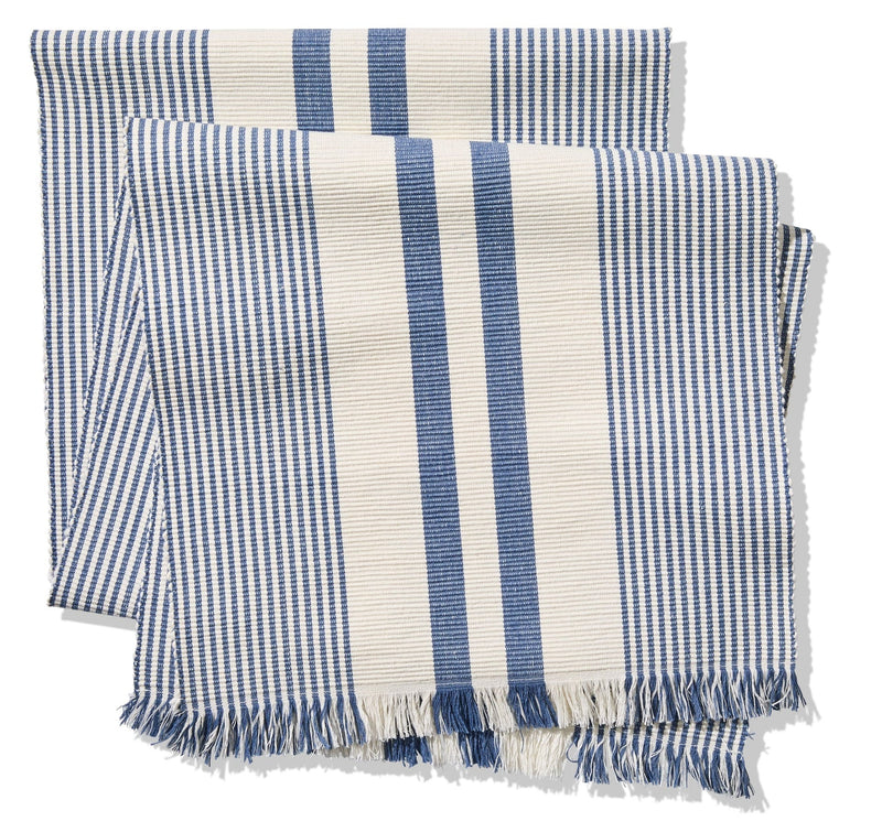 CANVAS Blue Ribbed Rectangular Cotton Table Runner, 84-in x 15-in C2