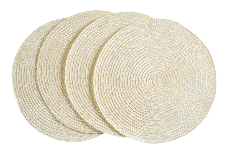 CANVAS Braided Round Placemats, Cream, 4-pk I1