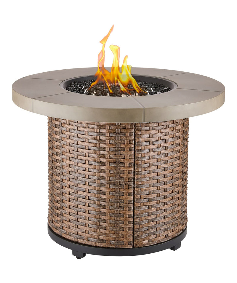 CANVAS Bryce Stainless Steel Round Outdoor Gas Fire Table, 50,000 BTUs, 32-in X3