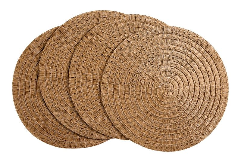 CANVAS Crochet Natural Placemats, Round, Hand-woven, 4-pk F9