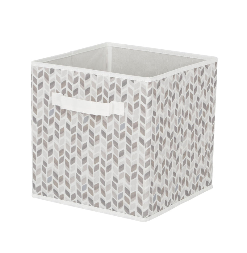CANVAS Cube Fabric Drawer Basket, White and Grey Tiled, 10.5 x 10.5 x 11-in Z6