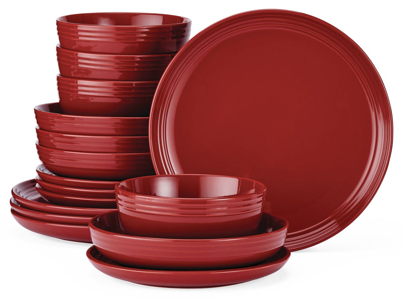CANVAS Edenhill Farmhouse Bistro Stoneware Dinnerware Set, Serves 4, 16-pc, Red I4