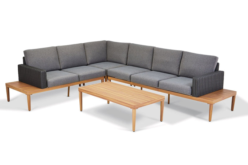 CANVAS Edenvale Aluminum Frame & Wicker Faux Wood Finish Outdoor/Patio Sectional Set, 4-pc A6