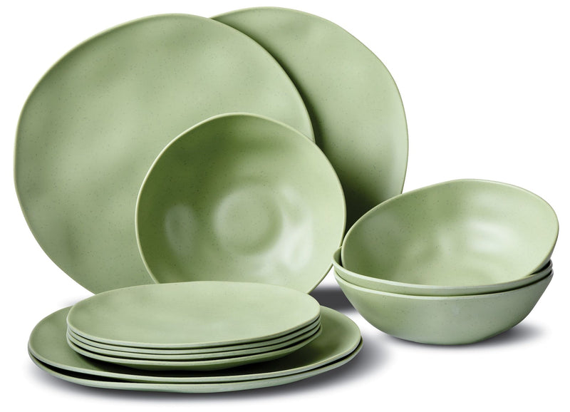 CANVAS Everyday Dinnerware Set, BPA-Free, Sage Green, 12-pk T3