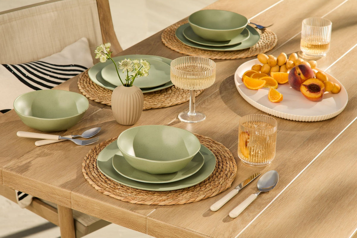 CANVAS Everyday Dinnerware Set, BPA-Free, Sage Green, 12-pk