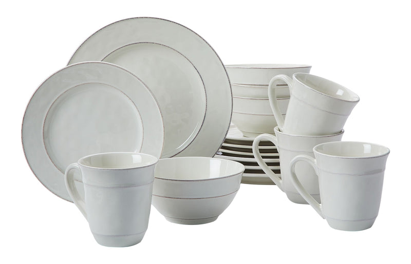 CANVAS Gablehurst Stoneware Dinnerware Set with Mugs, Serves 4, 16-pc, Cream Reactive Glaze J8