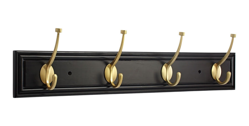 CANVAS Galena Stainless Steel 4-Hook Pill Top Rail, Black/Brass, 27-in B1