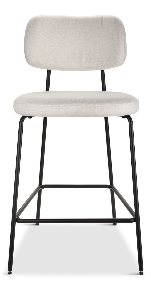 Canvas Kase Upholstered Counter Stool with Back Rest, Off-white/Light Grey Y4