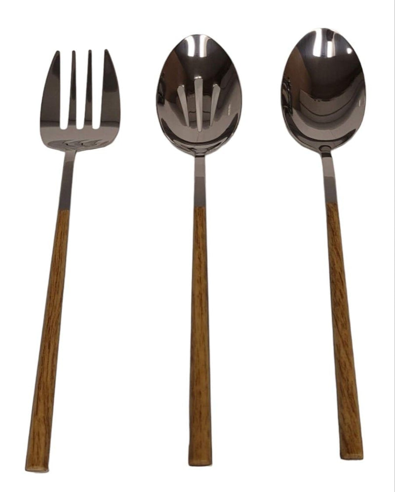 CANVAS Kin Stainless Steel Serving Set with Faux Wood Finish, 3-pc H8