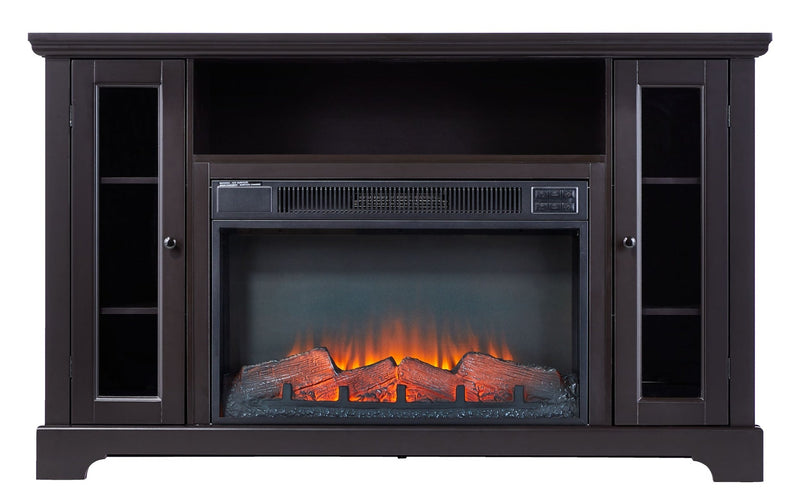 CANVAS Kingwood Media Electric Fireplace TV Stand, 57-in, 1500W, Includes Remote Control, Brown R4