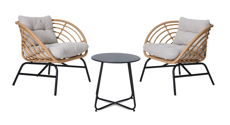 CANVAS Leslieville Outdoor Patio Chat Set with Tufted Cushions, Brown, 3-pc M7