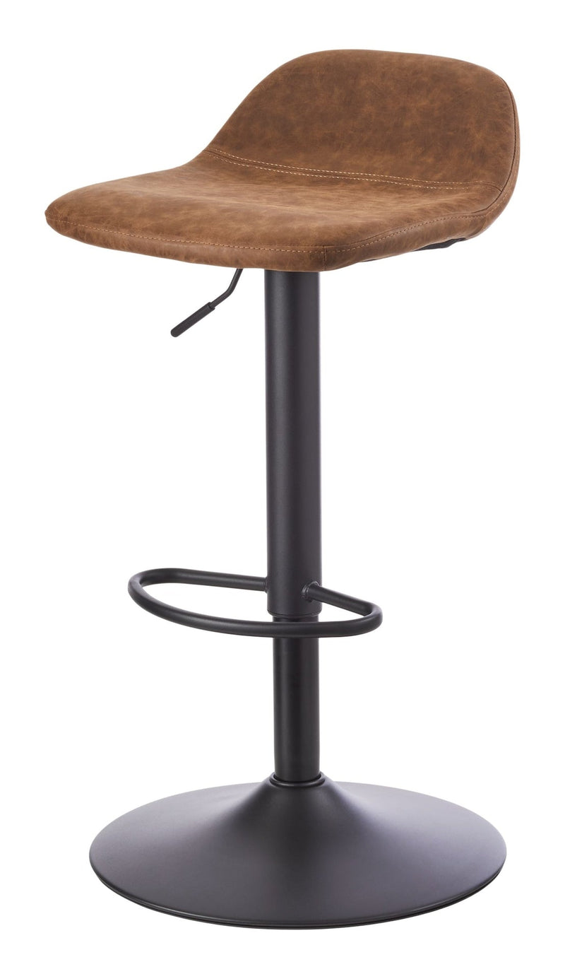 Canvas Luis Adjustable Height Gas Lift Swivel Bar Stool, Brown E9