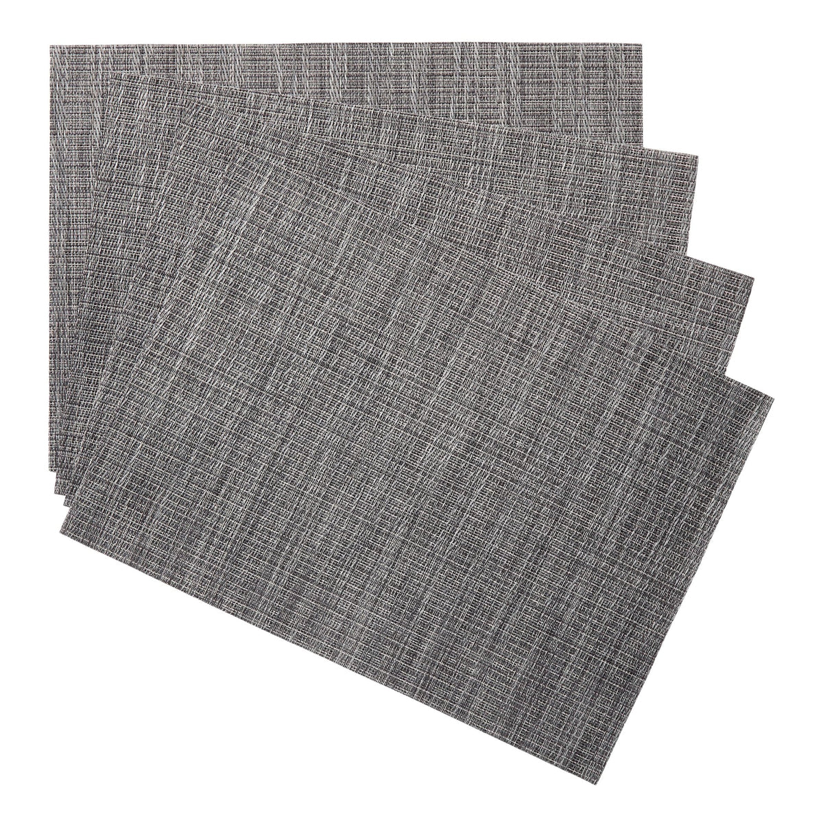 CANVAS Lurex Rectangle Textilene Woven Placemat, Gunmetal, 13-in x 18-in, 4-pk