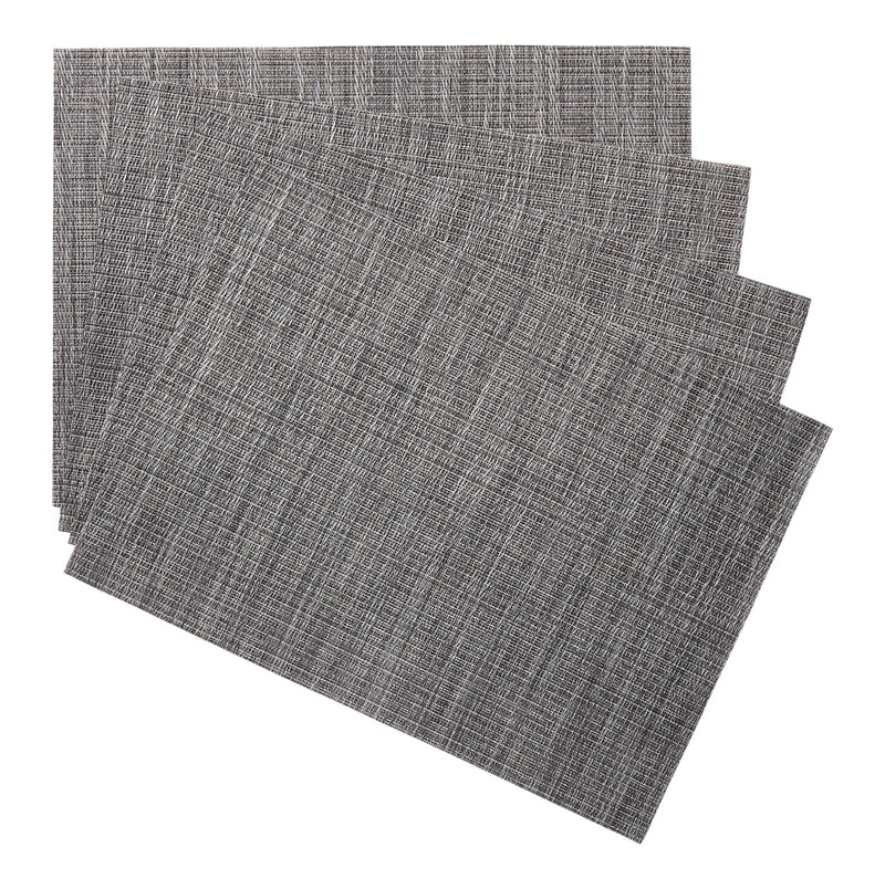 CANVAS Lurex Rectangle Textilene Woven Placemat, Gunmetal, 13-in x 18-in, 4-pk P3