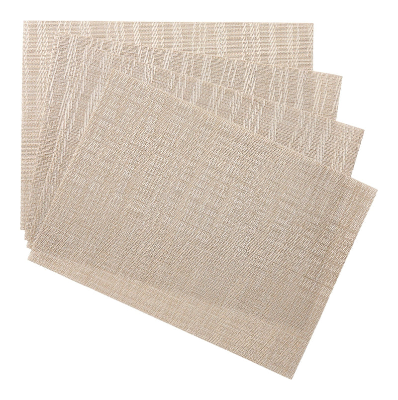 CANVAS Lurex Rectangle Textilene Woven Placemat, Prosecco, 13-in x 18-in, 4-pk R0