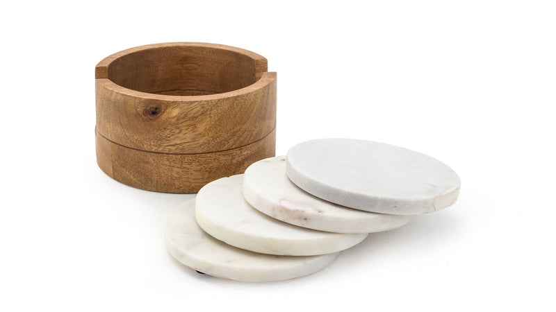 CANVAS Marble Drink Coasters, Round, Crystal, 4-pk F8