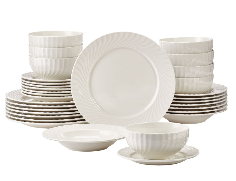 CANVAS Milliken Embossed Stoneware Dinnerware Set, Serves 8, 32-pc, White D6