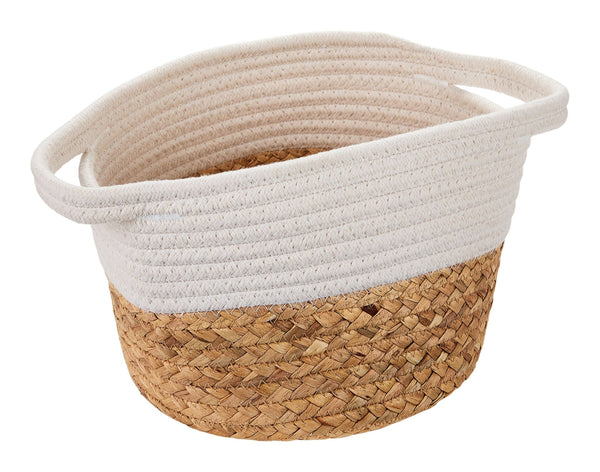 Canvas Molly Woven Cotton Rope Two-Toned Storage Basket R6