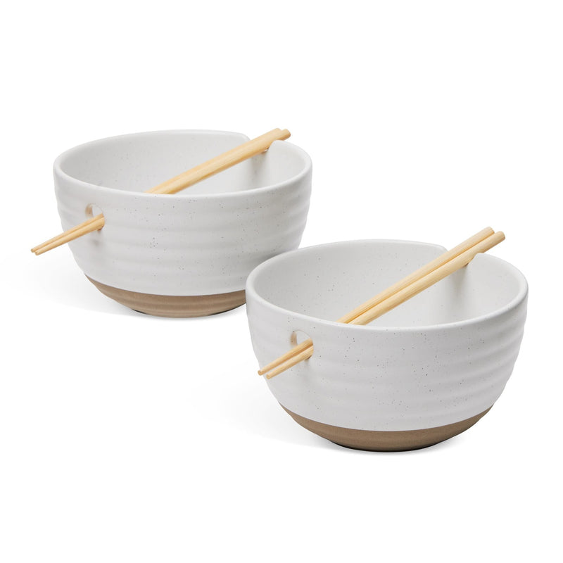 CANVAS Noodle Bowl with Chopsticks Set, Serves 2, 4-pc, White U8