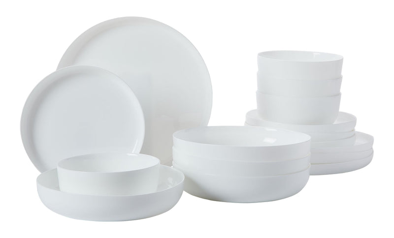 CANVAS Opal Tempered Glass Modern Coupe Dinnerware Set, Serves 4, 16-pc L9