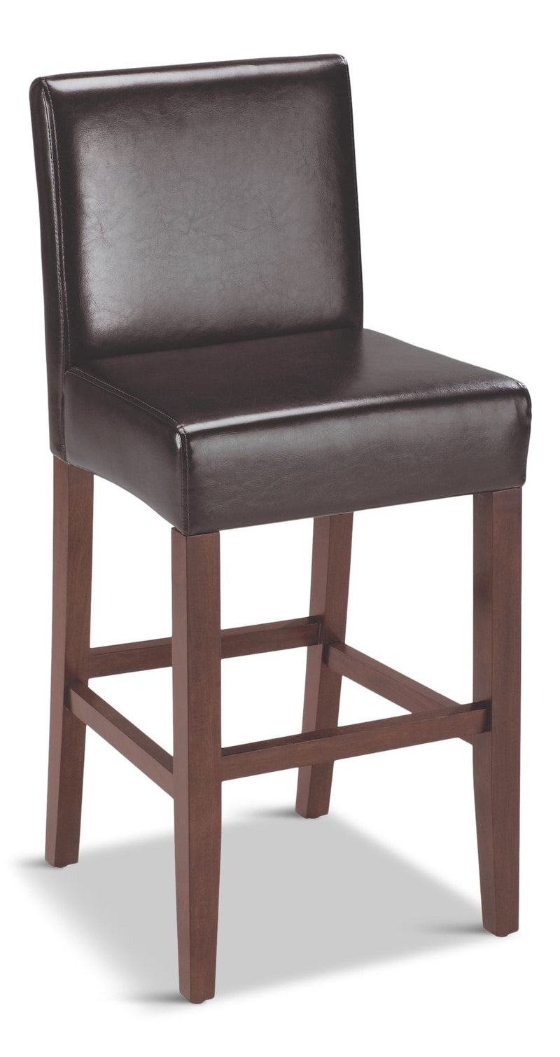 CANVAS Parsons Wood & PU Leather Bar Stool With Backrest, Dark Brown Q4