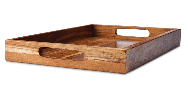 CANVAS Rectangular Wood Serving Tray with Round Handles, 18-in T0