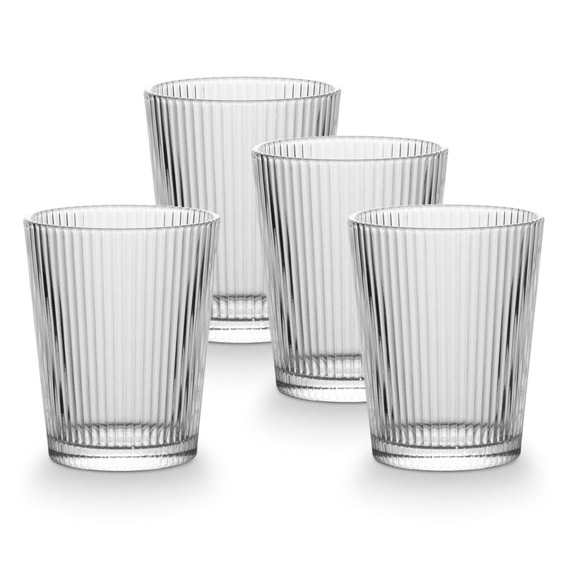 CANVAS Ribbed DOF Dinner Glass Set, Lead-free, 4-pc I7