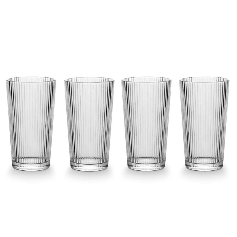 CANVAS Ribbed High Ball Glass Set, Lead-free, 4-pc H7