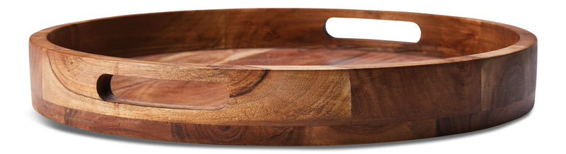 CANVAS Round Wood Serving Tray with Cut-Out Handles, 16-in X0