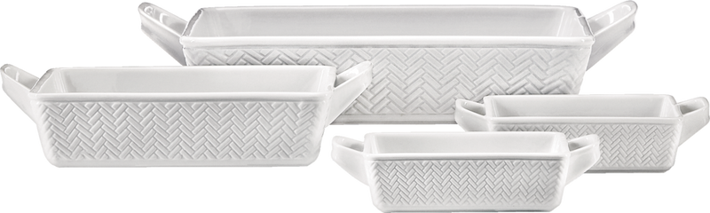 CANVAS Stoneware Bakeware Set, White, Assorted Sizes, 4-pc R0