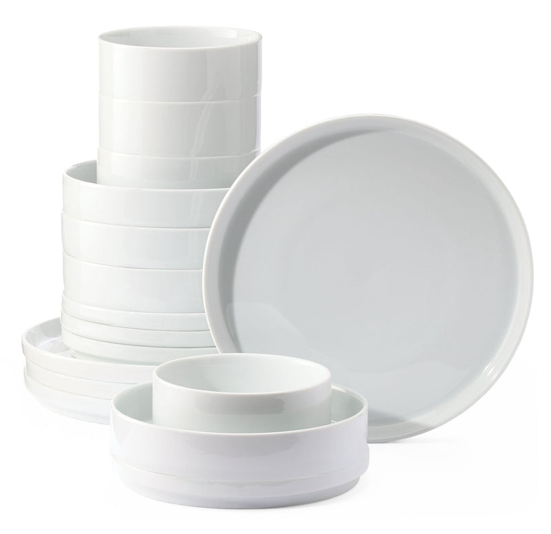 CANVAS Tate Modern Edge Porcelain Dinnerware Set, Serves 4, 16-pc, White D1