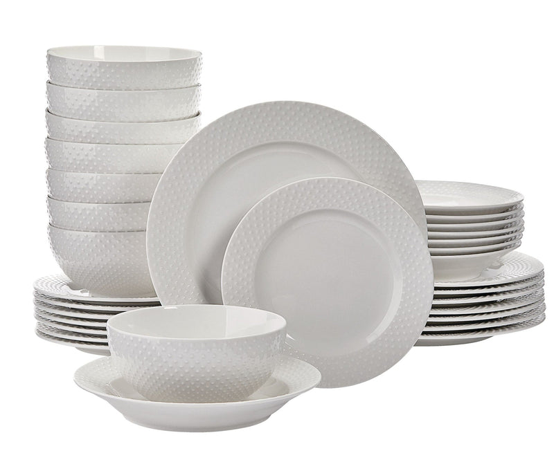 CANVAS Westbrooke Stoneware Dotted Dinnerware Set, Serves 8, 32-pc, White H4