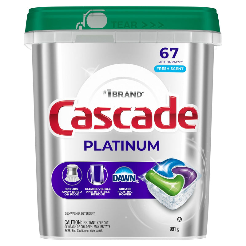 Cascade Platinum ActionPacs Dishwasher Detergent Pods, Fresh, 67 Count C8