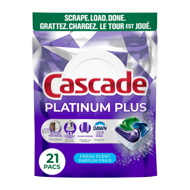 Cascade Platinum Plus ActionPacs Dishwasher Detergent Pods, Fresh, 21 Count T9