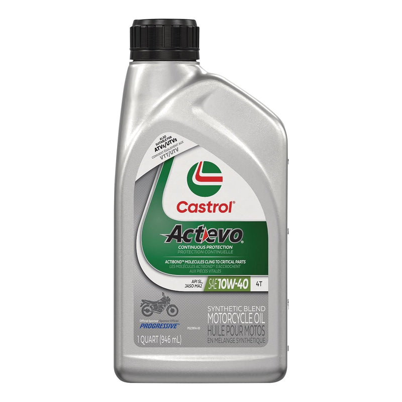 Castrol Actevo Motorcycle Oil 4T 10W40, 946-mL E7